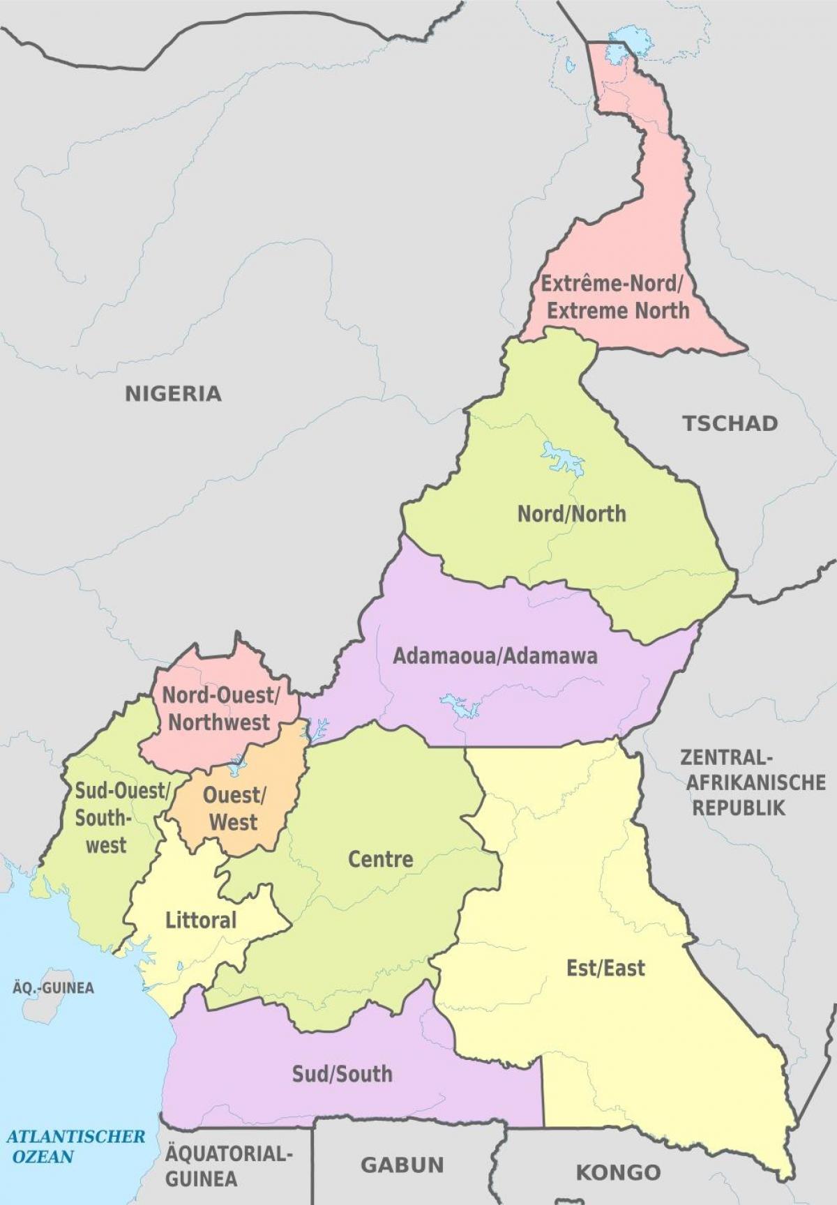 Kaart van de administratieve Kameroen