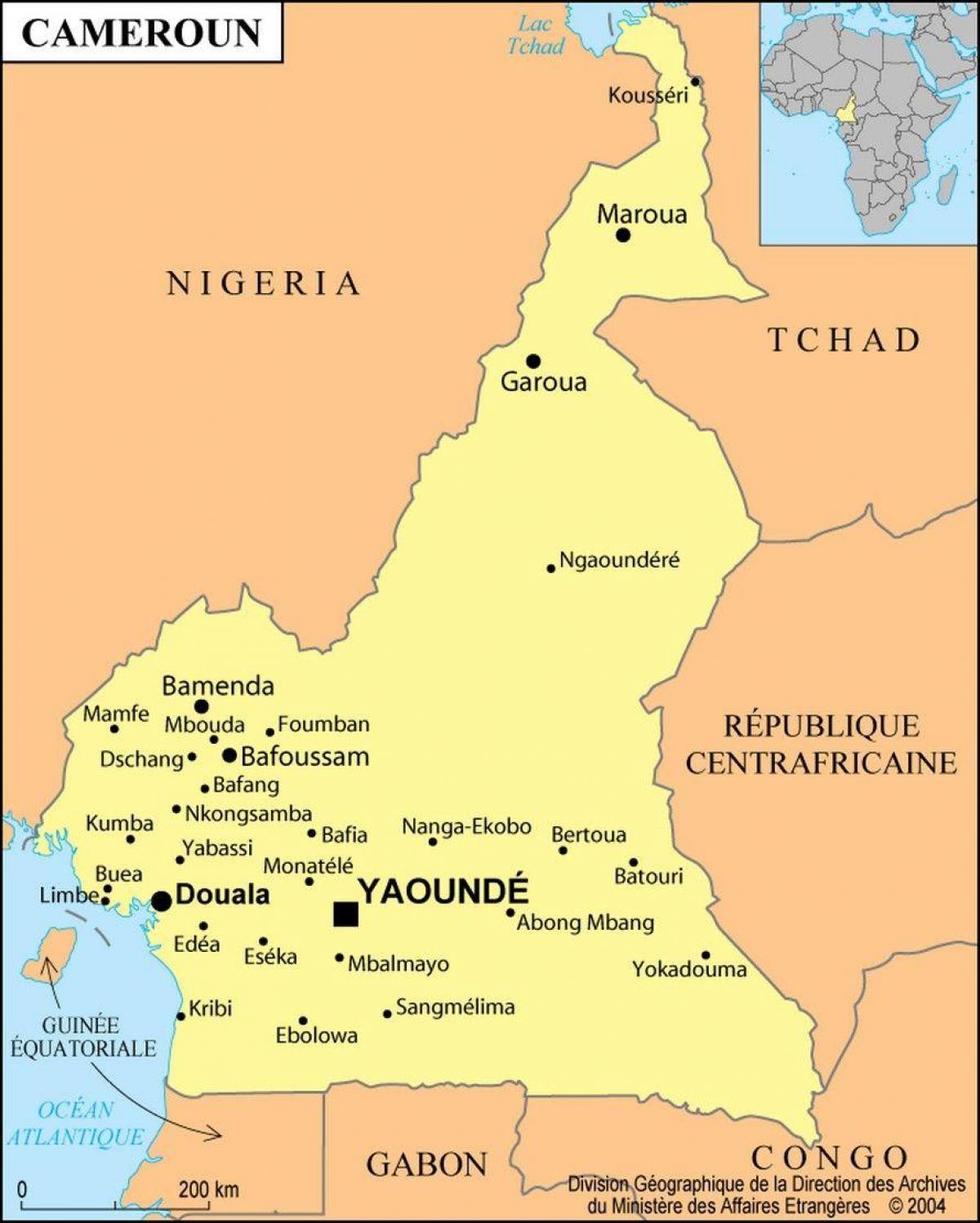 Kaart van douala, Kameroen