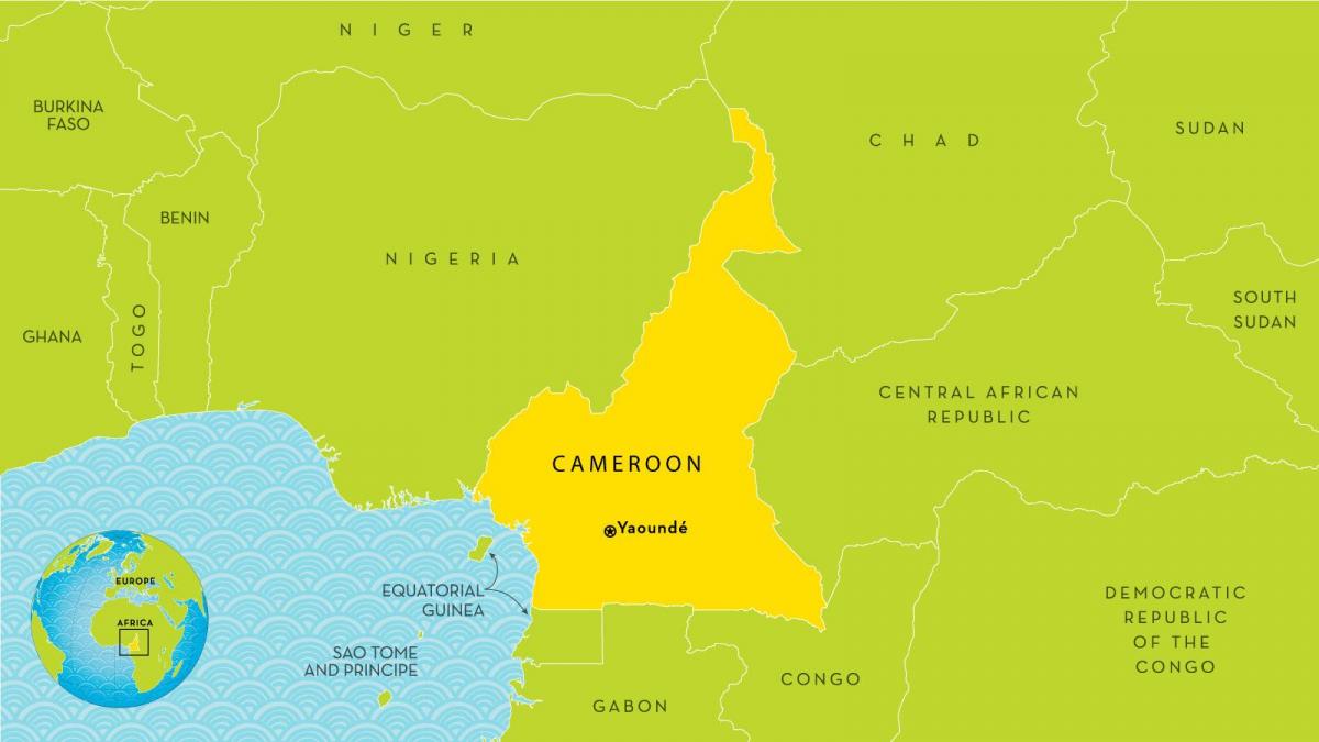 kaart van Kameroen en de omliggende landen