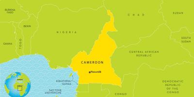 Kaart van Kameroen en de omliggende landen