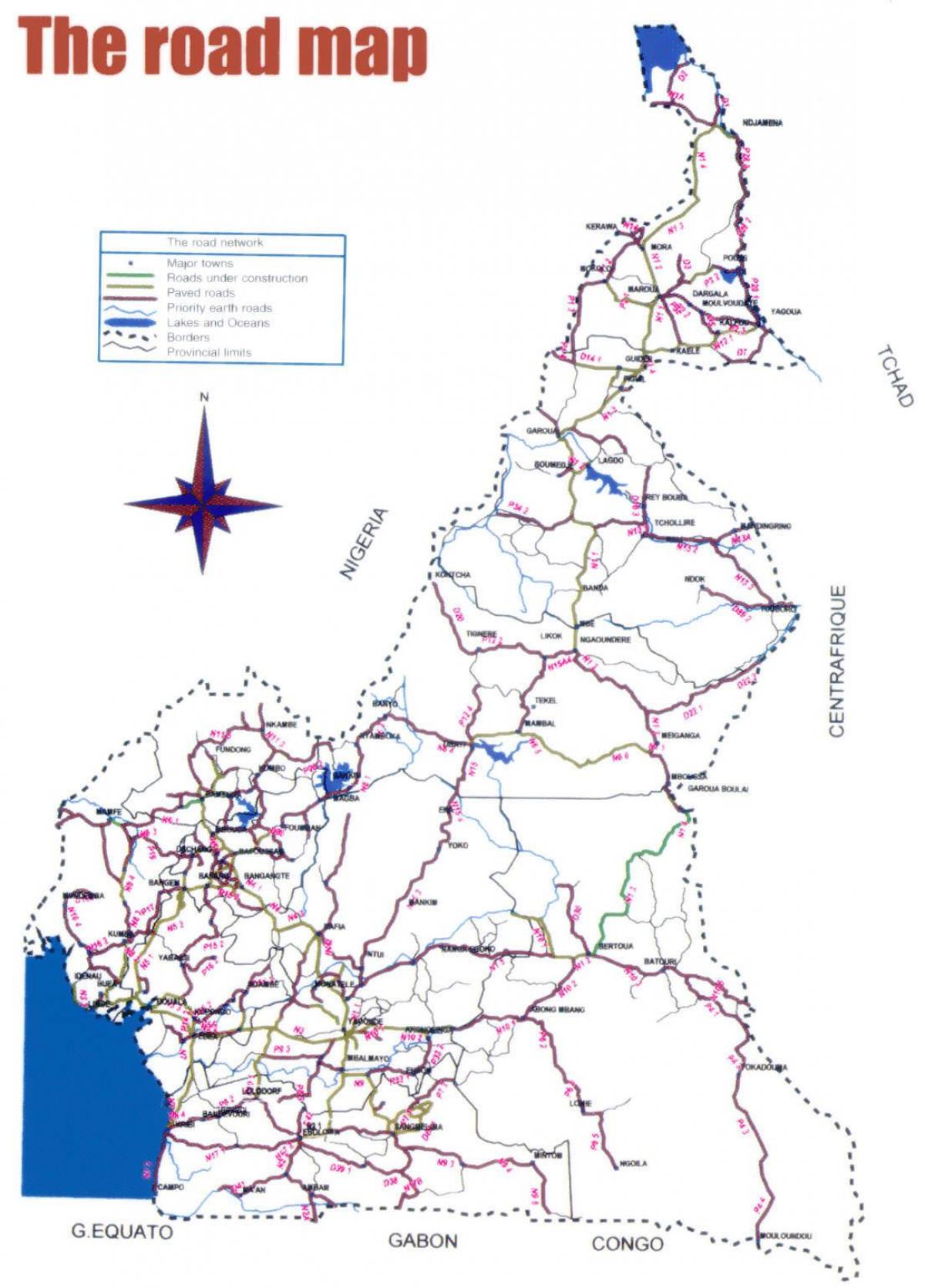 Kaart van Kameroen weg