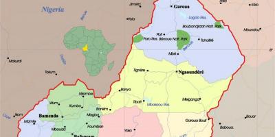Kameroen kaart met steden